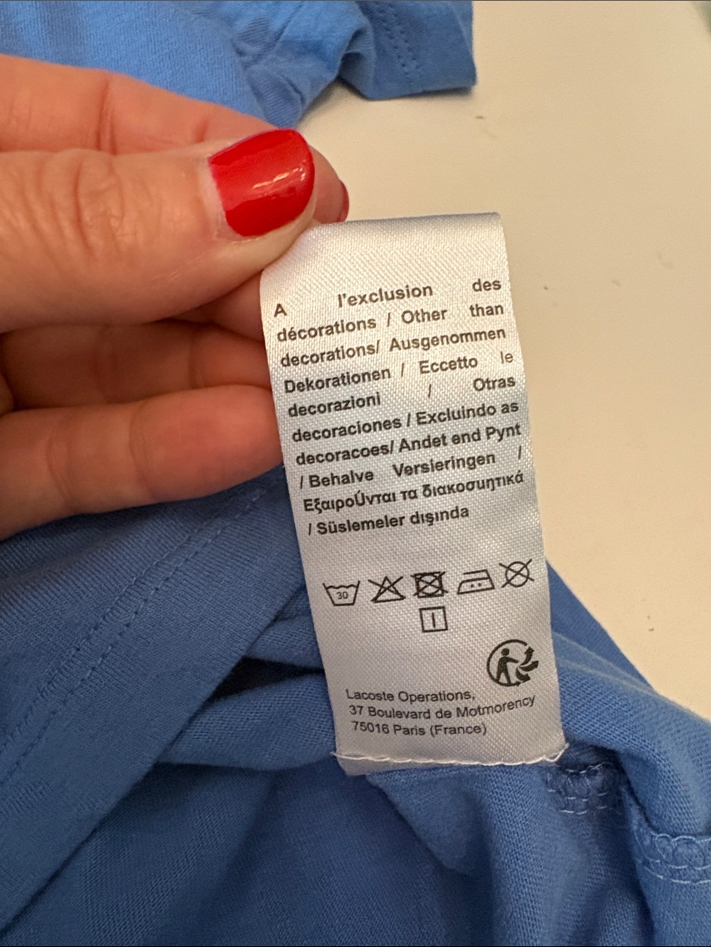 Lacoste ladies blue cotton t size 36 (XS/S) - Picture 5 of 8